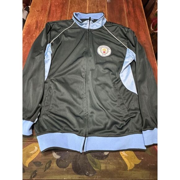 Manchester City Full Zip Track Warm Up Jacket Soccer Football Size Medium Blue - Picture 1 of 7